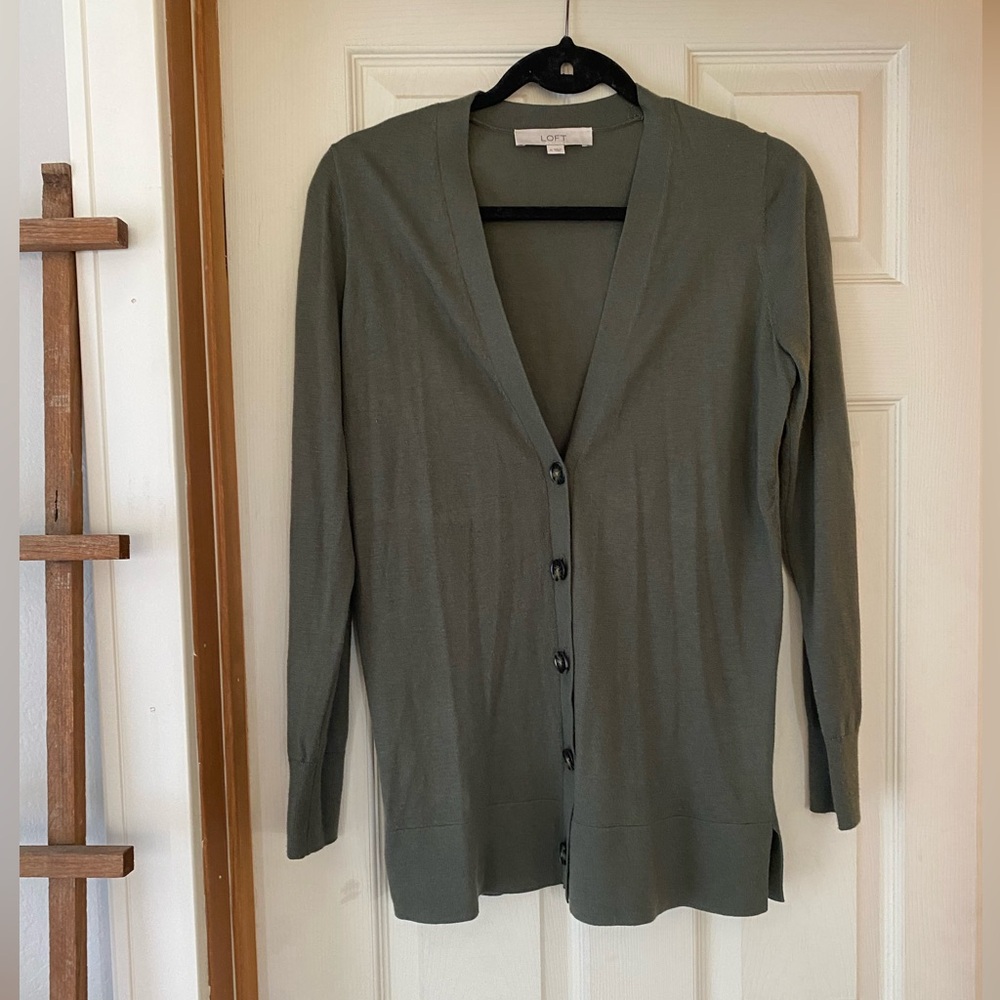Accepting offers- LOFT Olive Green Knit Button-Up Cardigan